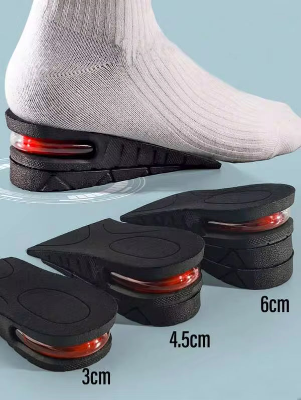 QKC 1 Pair/2 Pairs Men's Height Increasing Insoles, Non-Fatiguing, Invisible Height Increasing Inserts With Shock Absorber, Women's Hidden Heel Insoles, Height Increasing Pads
