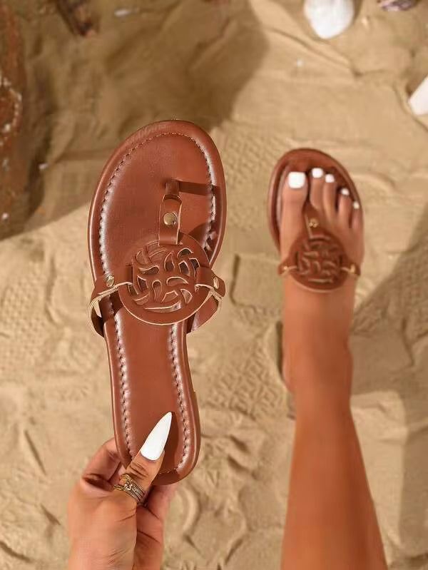 Women's T-Strap Sandals,Comfortable&Lightweight Flip Flops,Summer Fashion Flat Sandals For Beach Party,Walking,Pool